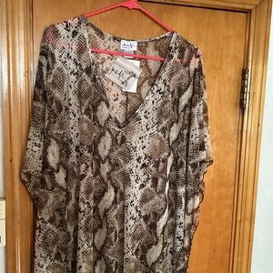 Jordan Taylor Sheer Snake Print Tunic Top 1X
